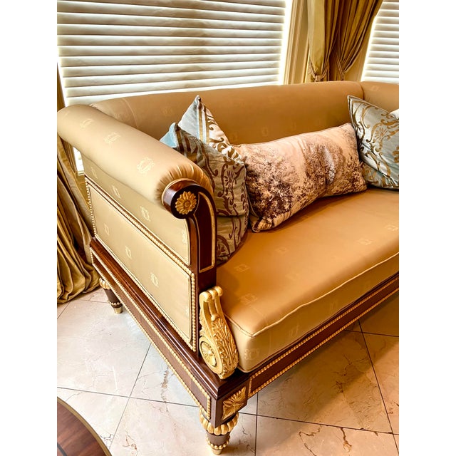 Tan Clive Christian Empress Silk Loveseat Sofa For Sale - Image 8 of 8