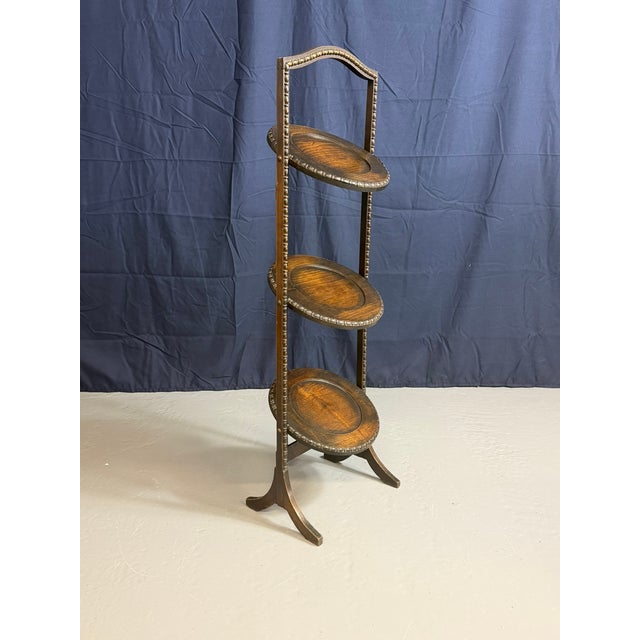 Antique Three-Tier Folding Cake Stand, 1900 For Sale - Image 4 of 11