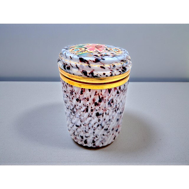 Metal French Opaline Glass Jewelry Box with Marble Effect, 1890s For Sale - Image 7 of 7