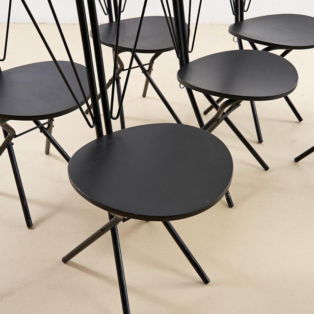 Set of six 70's design chairs in metal and wood height: 87 width: 41 additional information style: vintage production...