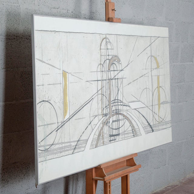 Modern Walter Valentini, Mixed Media Painting, 1990s, Metal and Paper For Sale - Image 3 of 13
