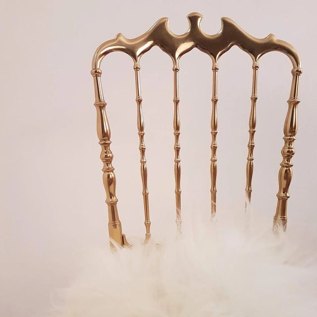 Italian Iceland Wool Upholstery & Massive Brass Chair by Chiavari For Sale - Image 3 of 13