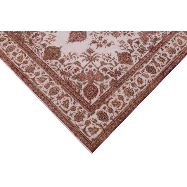Art Nouveau Vintage Retro No Pile Beige/Red Wool Rug - 8'3'' X 11'1'' For Sale - Image 3 of 10