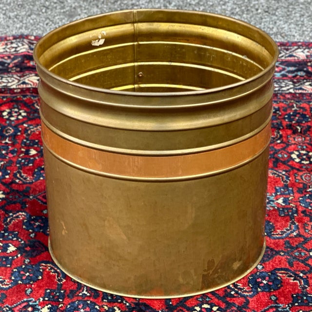 Vintage Hammered Brass and Copper Large Planter From Holland For Sale - Image 4 of 10