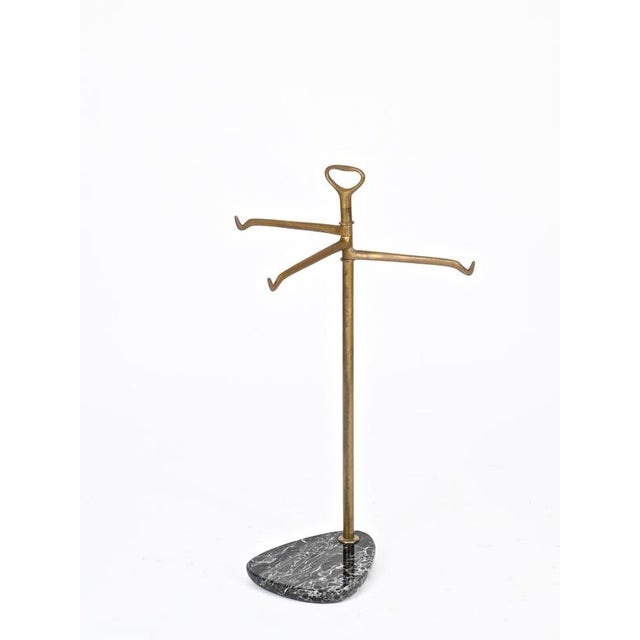 Italian Art Deco Brass and Black Marble Towel Stand in the style of Gio Ponti, 1920s For Sale - Image 6 of 13