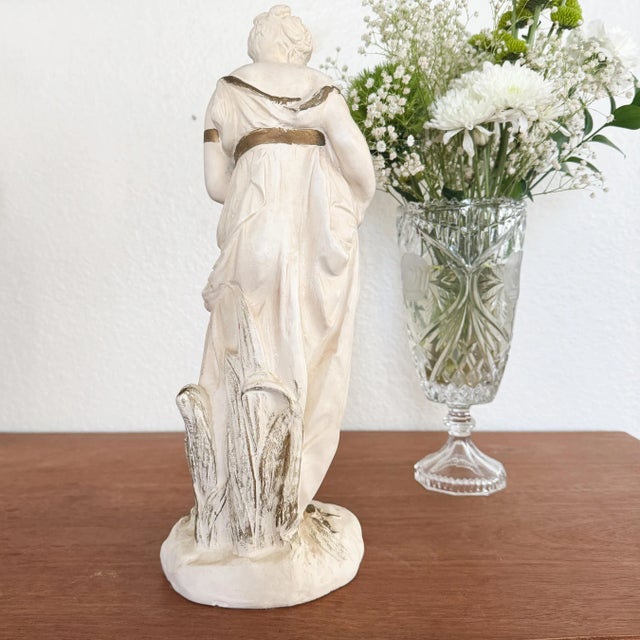 White Vintage Greek Sculpture Female Bather With Jug; Goddess Mythology Statuette For Sale - Image 8 of 10