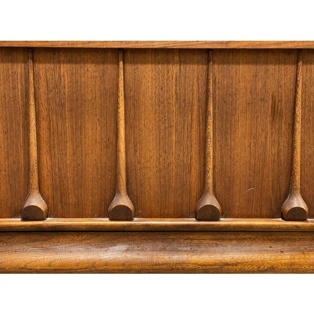 Mid Century Modern Sculptural Walnut Commode | Cabinet With Brutalist Style Wood Details, C. 1960s For Sale - Image 13 of 16