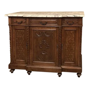 Antique French Louis XVI Marble Top Step-Front Buffet
