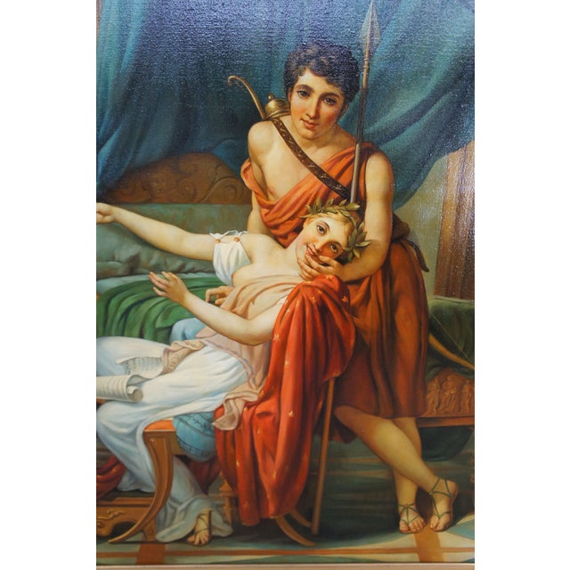 Wood Sappho and Phaon Contemporary School Oil Painting After Jacques-Louis David 72" For Sale - Image 7 of 12