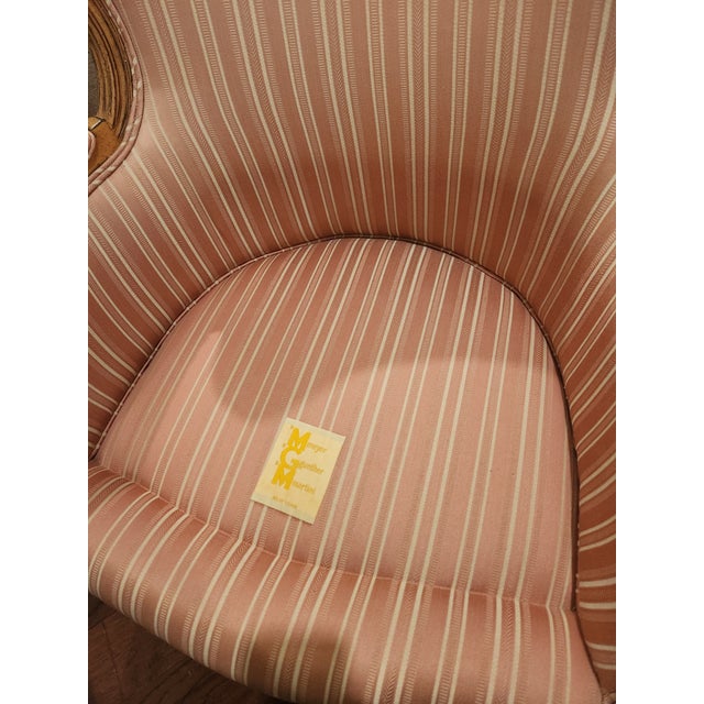 Vintage Meyer Gunther Martini French-Style Bergère Chair in Blush Stripe For Sale In New York - Image 6 of 10