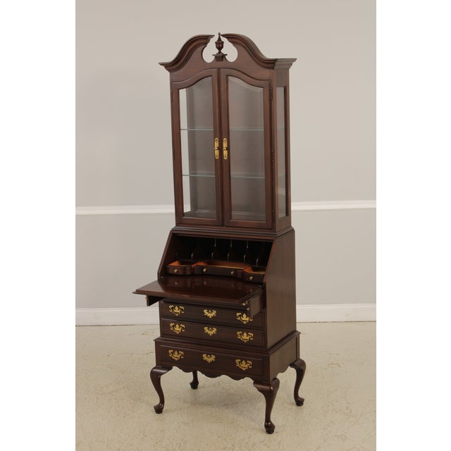 1990s Ethan Allen Cherry Georgian Court 2 Piece Secretary Desk For Sale - Image 5 of 18