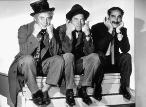 Circa 1936 "The Marx Brothers (Harpo, Chico and Groucho)" Black and White Photograph Print by Ted Allan