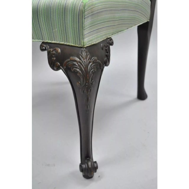 Antique Georgian Style Carved Ribbon Back Solid Mahogany Dining Side Chair For Sale In Philadelphia - Image 6 of 10