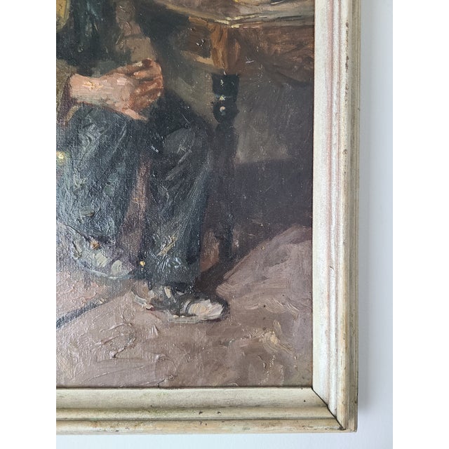 Edwardo Scognamiglio Antique Oil Painting Portrait of a Peasant For Sale - Image 10 of 14
