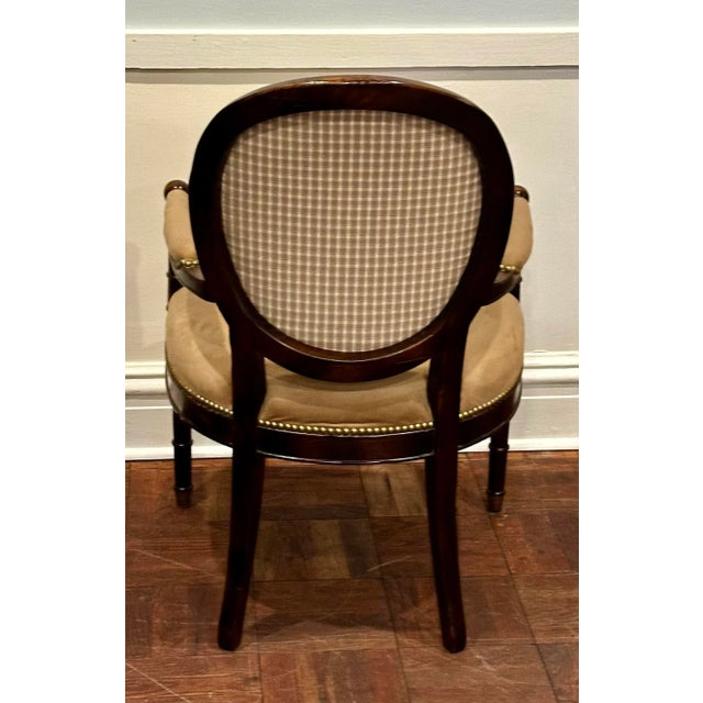 Camel Baker Milling Road Louis XVI Style Mahogany Bergère Armchair For Sale - Image 8 of 9