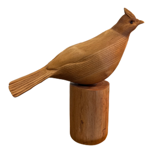 1980s Hand Carved Grouse Wood Sculpture