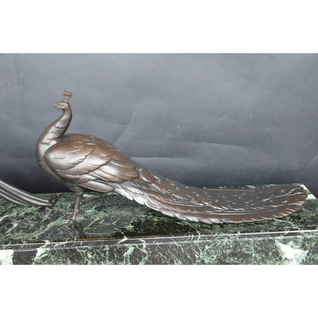 Figurative Alexandre Ouline Sculpture of a Woman With a Peacock For Sale - Image 3 of 7