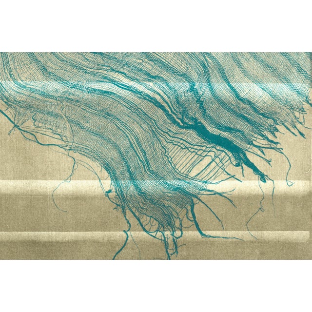 Teal Lace Collotype Lithograph by Patricia A. Pearce For Sale - Image 4 of 6