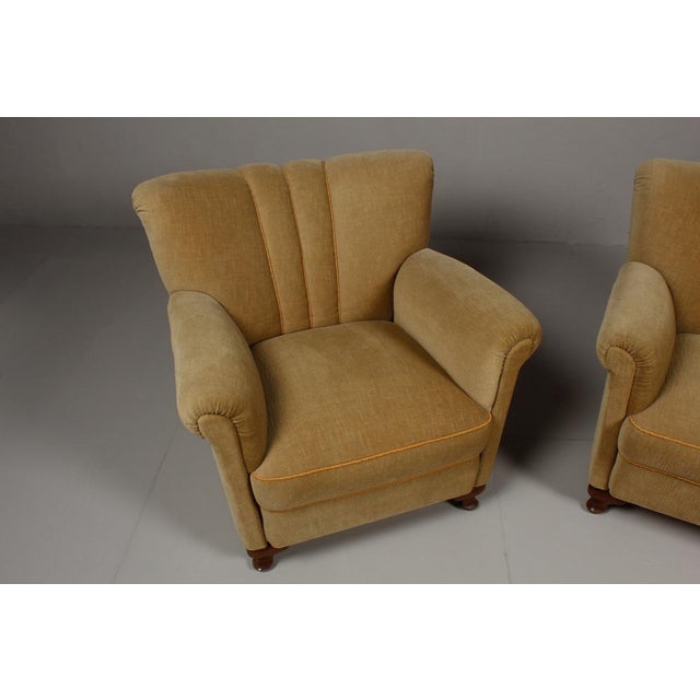 Green Set of Art Deco Velvet Armchairs, Germany, 1940s For Sale - Image 8 of 15