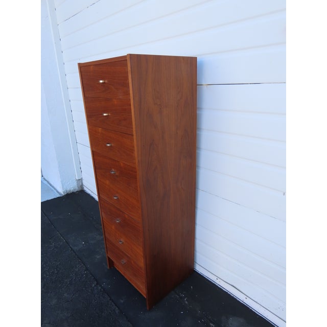 Mid Century Danish Modern Tall Narrow Lingerie Jewelry Chest 6628 For Sale - Image 14 of 15