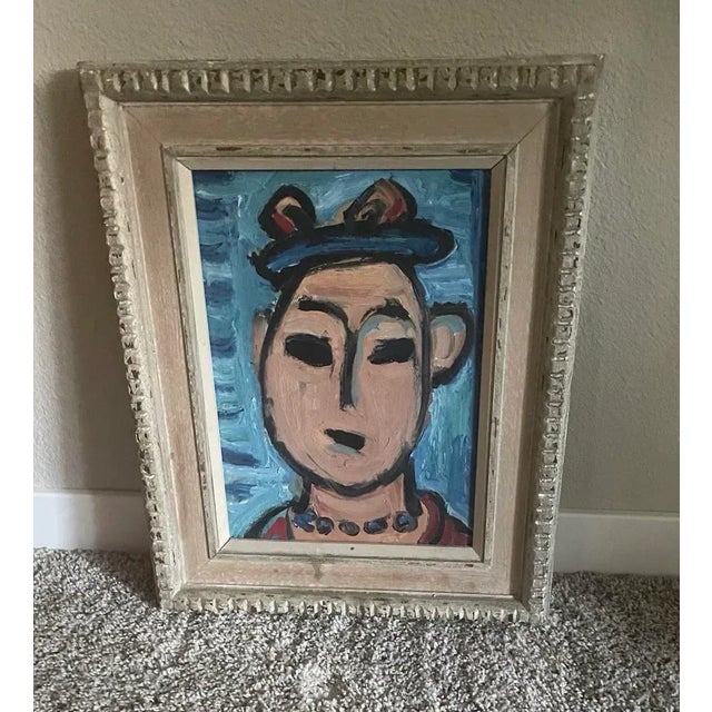 Abstract Portrait of a Woman in the Manner of George Rouault, 18.5” X 15” For Sale - Image 4 of 6