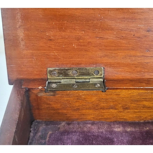 English 19th C Mahogany & Reverse Painted Glass 3 Jar Desk Inkwell For Sale - Image 15 of 16