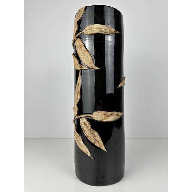 Vintage Vase with Bamboo Relief in Ceramic, 1970s For Sale - Image 10 of 10