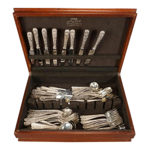 19th C. Kirk & Son "Repoussé" 117-Piece Sterling Silver Flat Service, 111.8 Oz