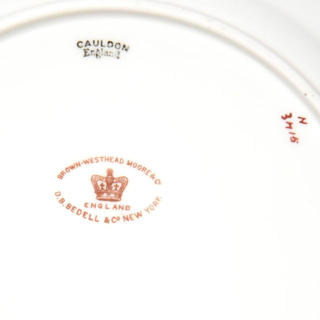 1900 - 1909 C. 1900 English Cauldon Porcelain Gilt & Hand Painted Plates Set of 9 For Sale - Image 5 of 6
