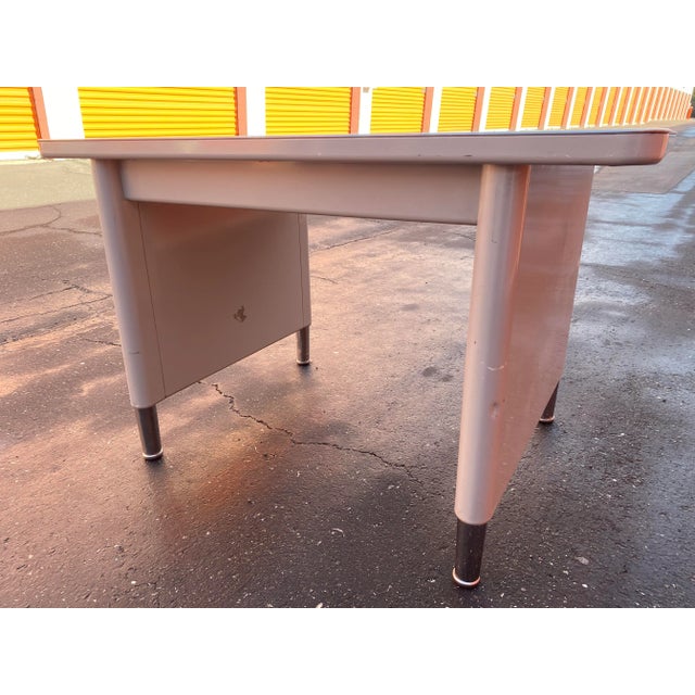 Vintage Mid-Century Modern Steelcase Metal Writing Desk For Sale In Sacramento - Image 6 of 9