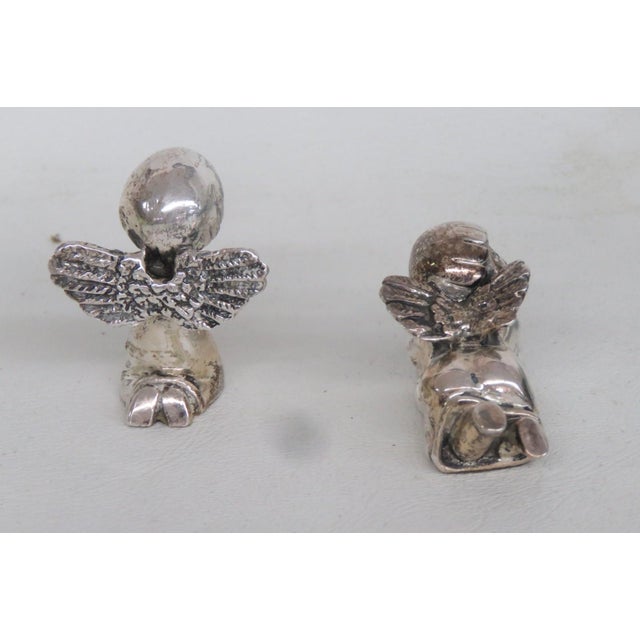 Silver Plated Cherub Pair Miniature Christmas Angels 2pc Holiday Figures 4812b For Sale In Miami - Image 6 of 12