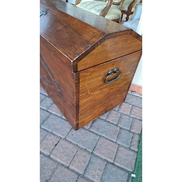 Wood Vintage Trunk in Poplar Wood, 1940s For Sale - Image 7 of 9