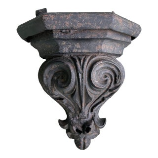 Antique Cast Iron Wall Corbel Shelf With Acanthus Scroll Design For Sale