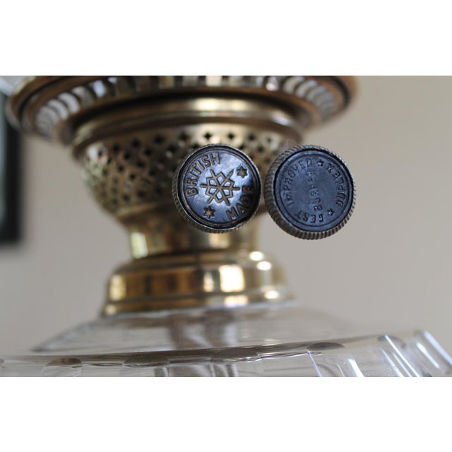 Art Nouveau Oil Lamp with Hand Blown, Etched Glass Shade and Duplex Burner, 1890s For Sale - Image 8 of 13