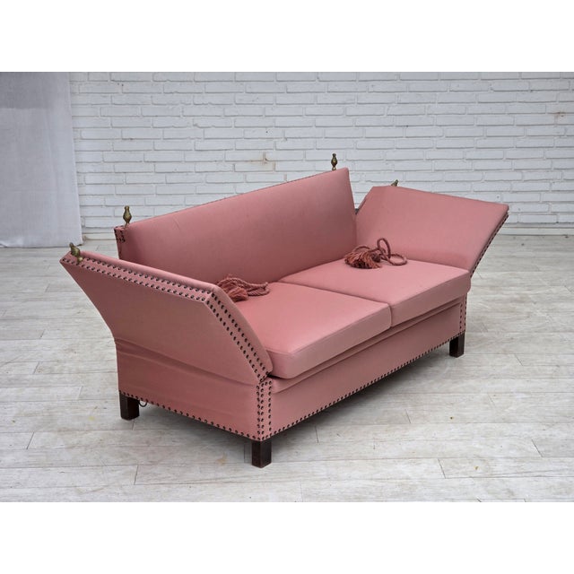 Danish Spanish Drop-Arm Two-Seater Sofa with Wool Upholstery, 1970s For Sale - Image 11 of 18