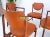 Brown Set 4 Grosfeld House Brick Leather Upholstery Brass Accents Dining Chairs For Sale - Image 8 of 13
