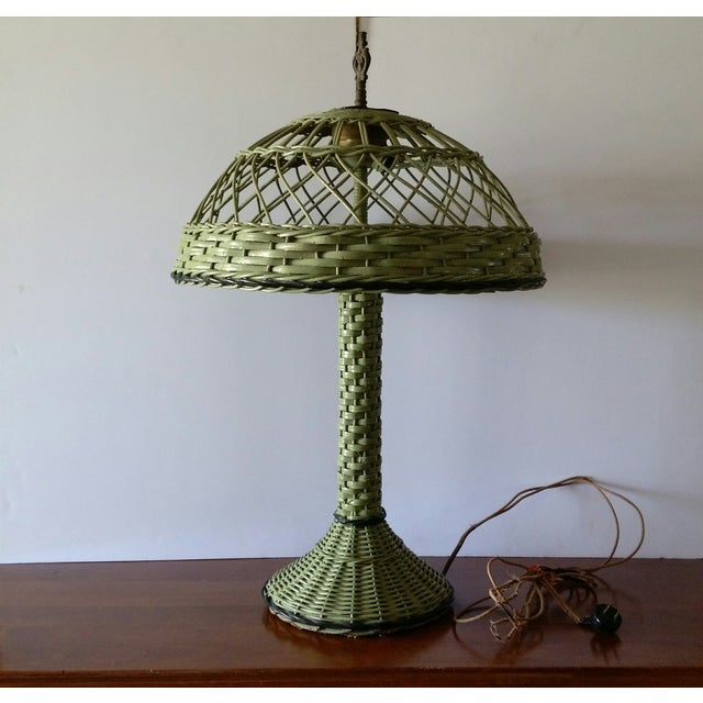 Antique Haywood Wakefield Era Wicker Table Lamp Chairish