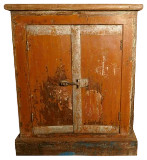 French Rustic 2-Door Cupboard with Distressed Worn Paint, 1880s