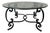1950s French Hand-Wrought Iron and Glass Table, 36" Diameter For Sale