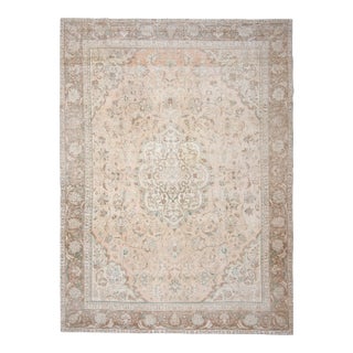 1970s Vintage Persian Handknotted Wool Orange Oversize Area Rug For Sale