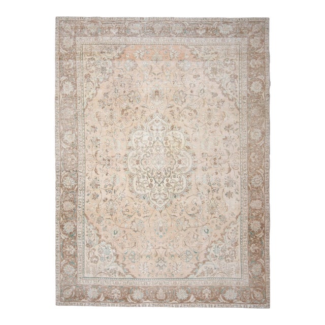 1970s Vintage Persian Handknotted Wool Orange Oversize Area Rug For Sale