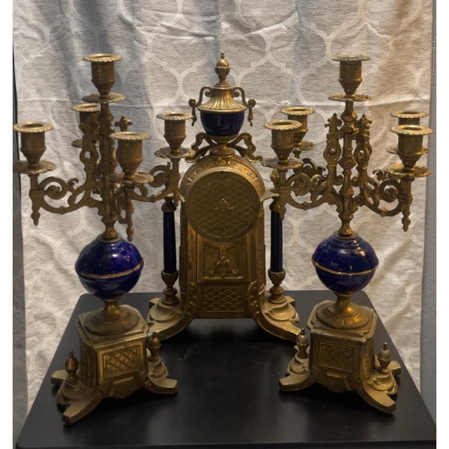 Vintage Imperial 3-Piece Clock Garniture Set made in itlay 5-light candle holder the clock don’t move not to sure if u can...