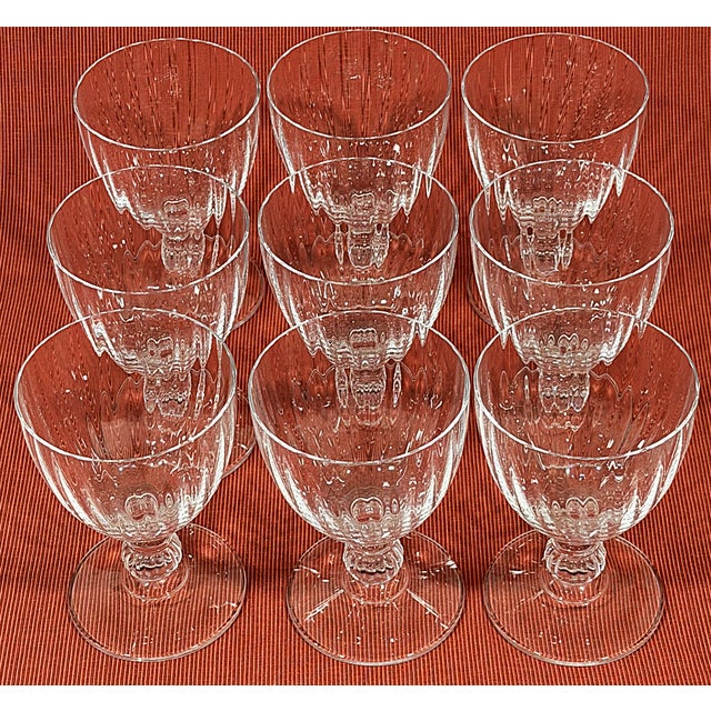Vintage Crystal Fluted Wine Goblets - Set of 9 For Sale In Greenville, SC - Image 6 of 18