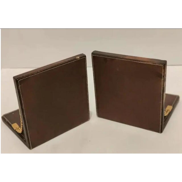1970s 1970s Vintage Gucci Leather and Brass Bookends - Pair For Sale - Image 5 of 11