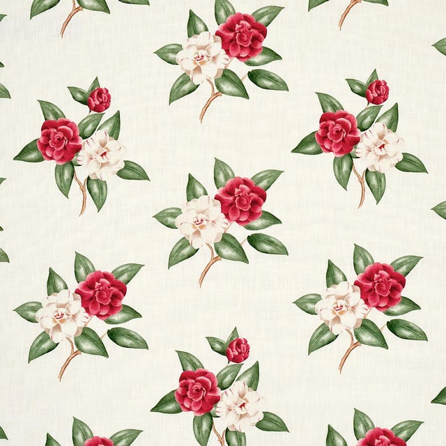 Sample - Schumacher Casablanca Floral Indoor/Outdoor Fabric in Garnet For Sale