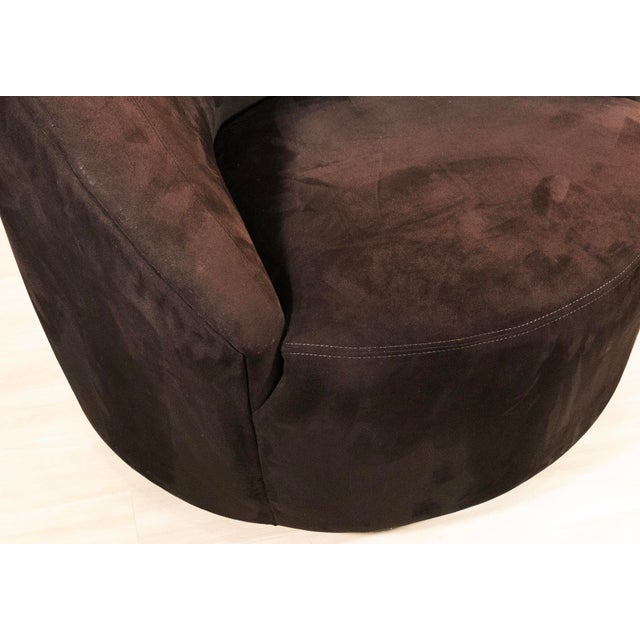 Dark Brown Vladimir Kagan Modern Swivel Nautilus Lounge Chair With Ottoman For Sale - Image 9 of 9