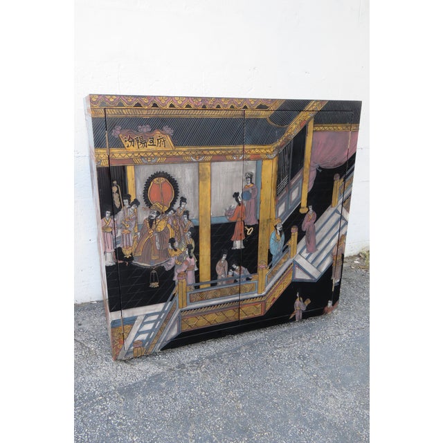 Maitland Smith Hand Painted Chinoiserie Cabinet Cupboard on Brass Stand 5442 For Sale - Image 13 of 18