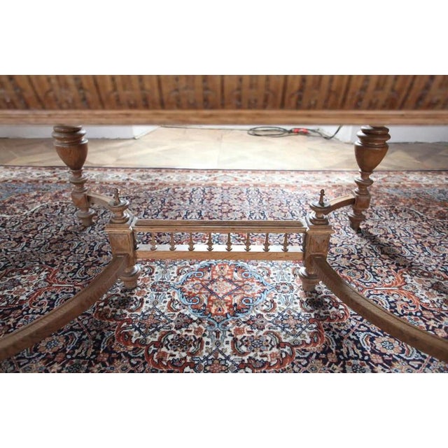 Antique Carved Oak Extendable Table For Sale - Image 4 of 6