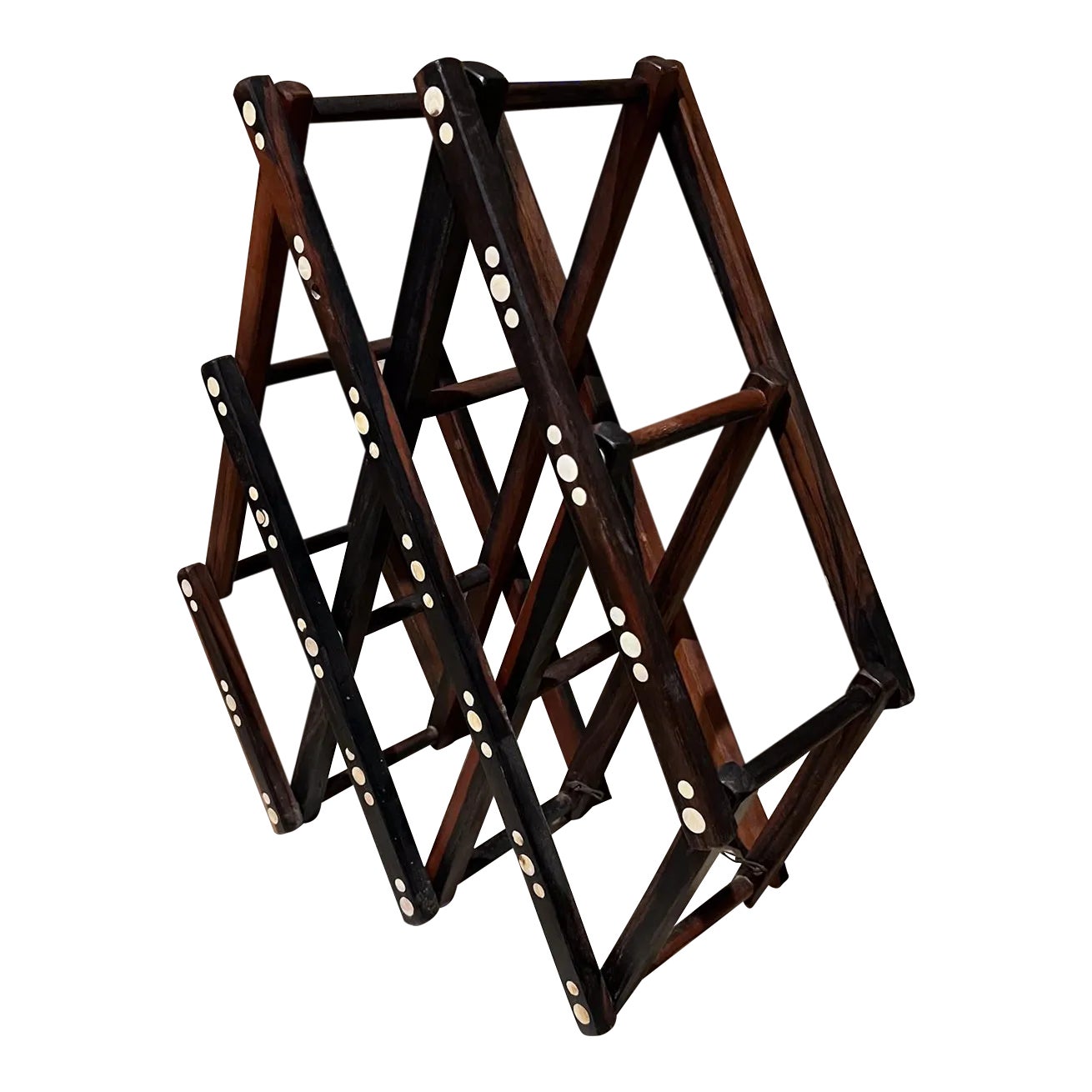 1970s Five Bottle Wood Wine Rack Collapsible Rosewood Abalone Shell ...