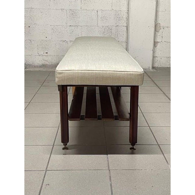 Large Vintage Bench in Teak and Fabric, 1960s For Sale - Image 10 of 18
